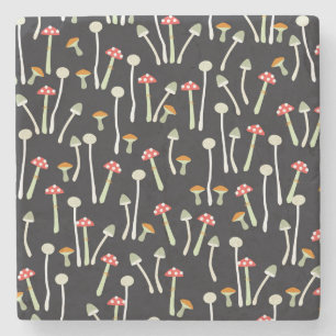 Posavasos De Piedra Diseño de patrones vintage de hongos de otoño.