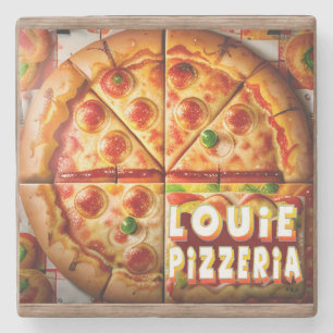 Posavasos De Piedra Diseño de Pizzería de Pizza