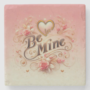 Posavasos De Piedra Diseño de San Valentín Sé Mía con Corazón, Cita