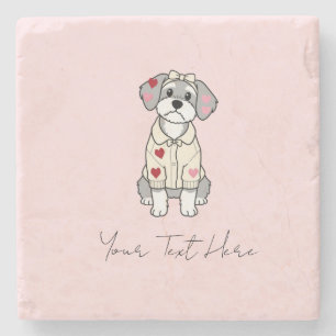 Posavasos De Piedra Diseño de schnauzer corazón de amor lindo con orej
