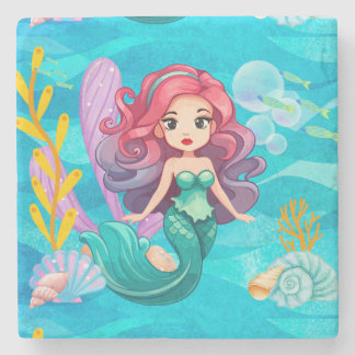 Posavasos De Piedra diseño de sirenas místicas