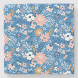 Posavasos De Piedra Diseño De Tela De Regalo De Navidad Con Flores Sim