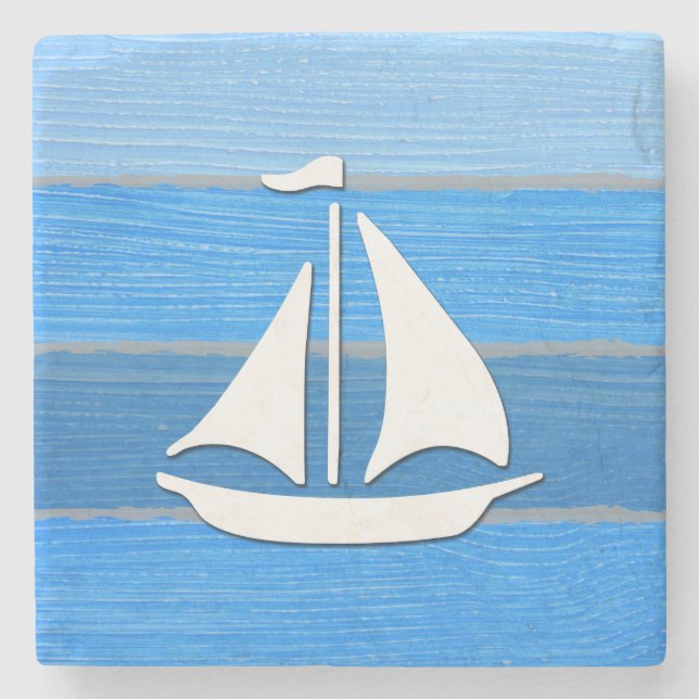 Posavasos De Piedra Diseño de temática náutica (Anverso)