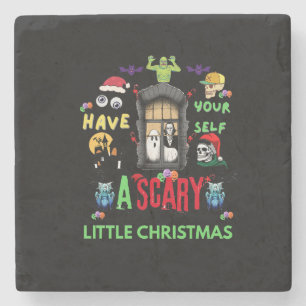 Posavasos De Piedra Diseño de terror de Navidad pequeño y espeluznante