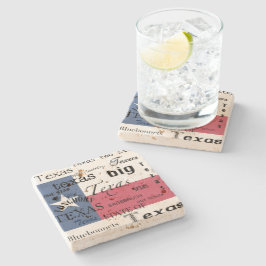 Posavasos De Piedra Diseño de texto de Texas con bandera de Texas