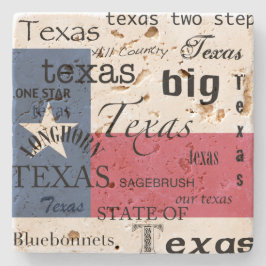 Posavasos De Piedra Diseño de texto de Texas con bandera de Texas