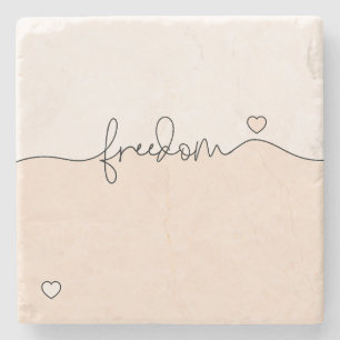 Posavasos De Piedra Diseño de tipografía minimalista Libertad