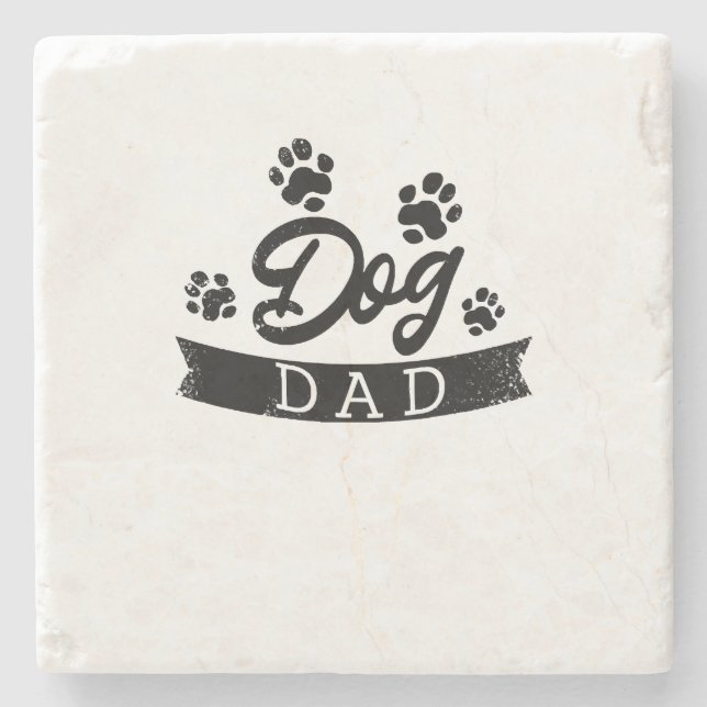 Posavasos De Piedra Diseño divertido de Dog Dad - Idea de regalo para  (Anverso)