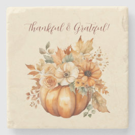 Posavasos De Piedra Diseño floral de calabaza acuática -