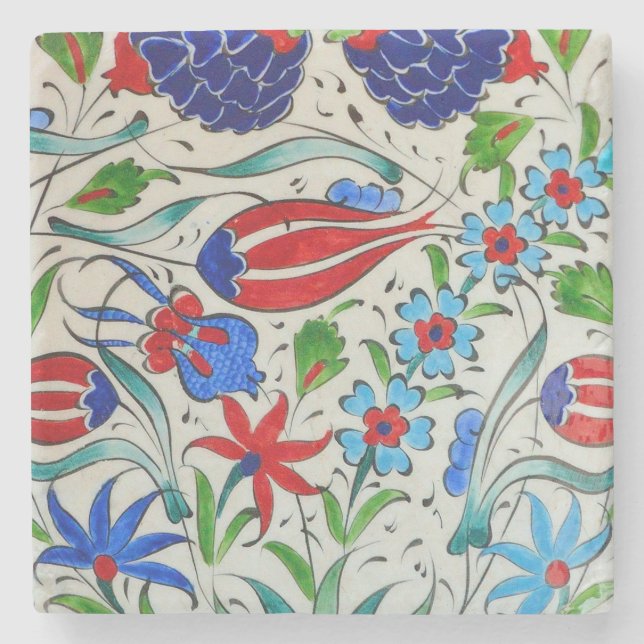 Posavasos De Piedra Diseño floral turco (Anverso)
