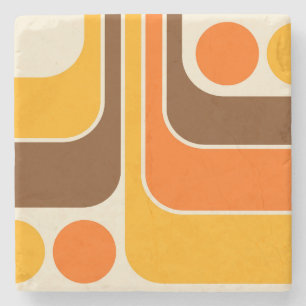 Posavasos De Piedra Diseño geométrico estilo retro Mod años 70