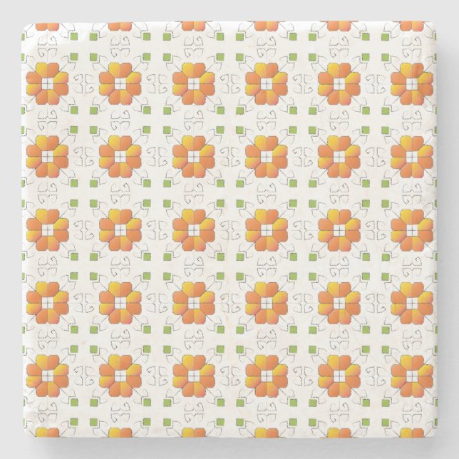 Posavasos De Piedra Diseño geométrico IX del signo del SUN letón tradi (Anverso)