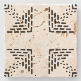 Posavasos De Piedra Diseño geométrico minimalista blanco y negro