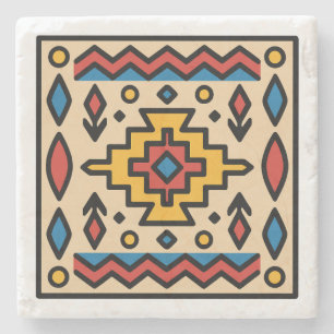 Posavasos De Piedra Diseño geométrico nativo americano del suroeste