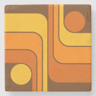 Posavasos De Piedra Diseño geométrico retro de estilo MCM años 70