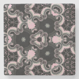 Posavasos De Piedra diseño kaleidoscopio negro y rosa
