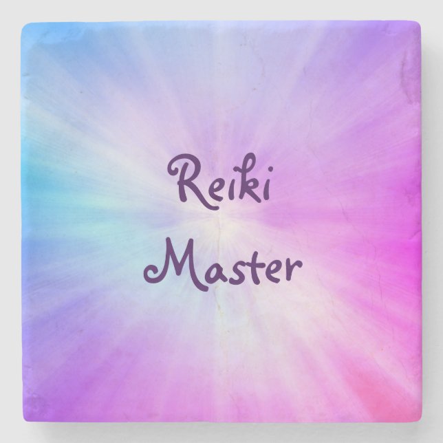 Posavasos De Piedra Diseño maestro de Reiki de luz púrpura (Anverso)