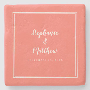 Posavasos De Piedra Diseño minimalista personalizado de coral blanco p