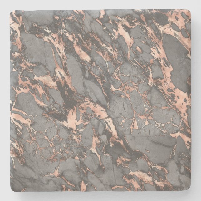 Posavasos De Piedra Diseño moderno de mármol rosa dorado gris (Anverso)