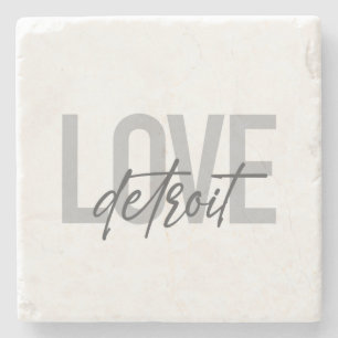Posavasos De Piedra Diseño moderno, simple, fresco, urbano Love Detroi