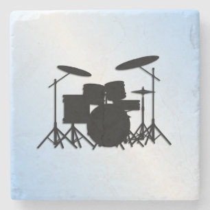 Posavasos De Piedra Diseño musical de tambores azul