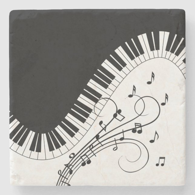 Posavasos De Piedra Diseño musical de teclado de piano (Anverso)
