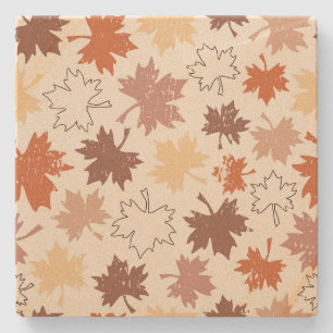 Posavasos De Piedra Diseño natural de otoño, hojas de otoño de acción