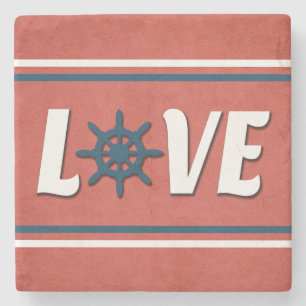Posavasos De Piedra Diseño náutico de amor