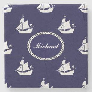 Posavasos De Piedra Diseño náutico del Opus Posh Tall Ships