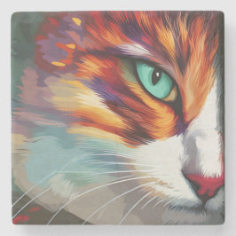 Posavasos De Piedra Diseño ocular del gato