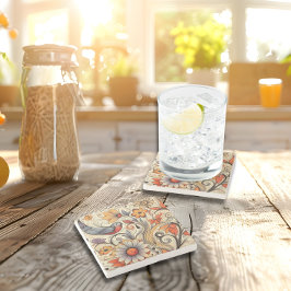 Posavasos De Piedra Diseño pichón y floral