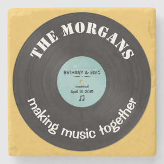 Posavasos De Piedra Diseño retro de álbum de música personalizado