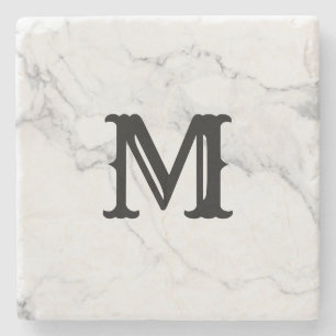 Posavasos De Piedra Diseño simple de mármol de letra inicial