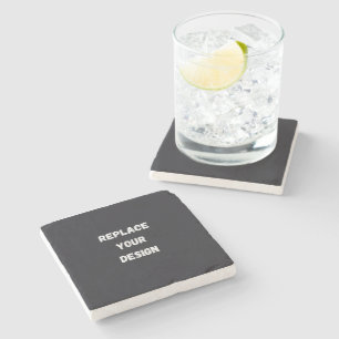 Posavasos De Piedra Diseño simple negro personalizado Agregar foto o t