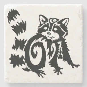 Posavasos De Piedra Diseño tribal del mapache