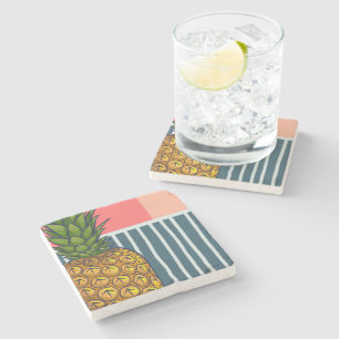 Posavasos De Piedra Diseño vibrante de piña solitaria