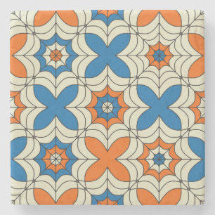 Posavasos De Piedra Diseño web de arañas azul y Naranja