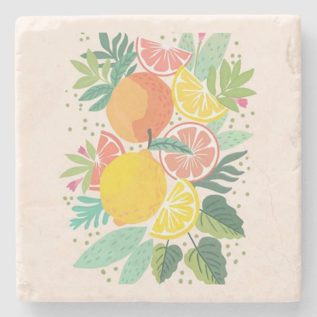 Posavasos De Piedra Diseños de limón (Anverso)