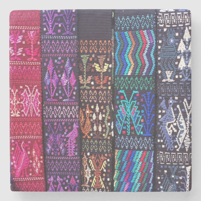 Posavasos De Piedra Diseños textiles de Guatemala (Anverso)