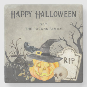 Posavasos De Piedra Disfraces espeluznantes y cócteles de Halloween