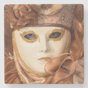 Posavasos De Piedra Disfraz de Carnaval Naranja, Venecia