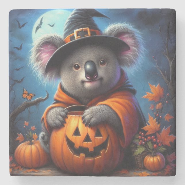 Posavasos De Piedra Disfraz de Halloween de Koala (Anverso)