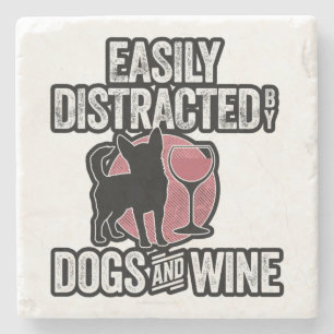 Posavasos De Piedra Distracción fácil por perros y vinos
