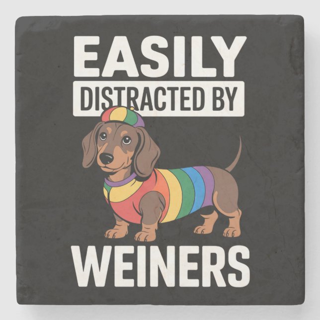 Posavasos De Piedra Distrado fácilmente por los Weiners LGBTQ Rainbow  (Anverso)