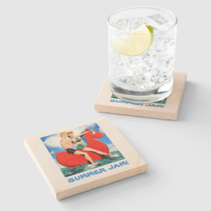 Posavasos De Piedra ¡Diversión de verano en la playa! Montura de piedr