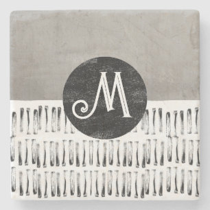Posavasos De Piedra divertida monograma artístico con estampado gris y
