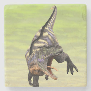 Posavasos De Piedra Divertido Arte Prehistórico de Aucasaurus Rugiendo