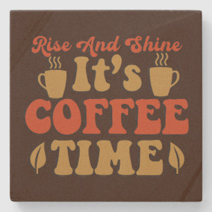 Posavasos De Piedra Divertido aumento brillo tiempo de café palabra ar