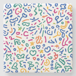 Posavasos De Piedra Divertido doodle de formas vibratorias coloridas
