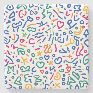 Posavasos De Piedra Divertido doodle de formas vibratorias coloridas